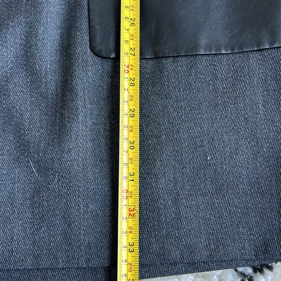 J Crew black label faux leather pocket wool blend shift dress charcoal gray zip - Picture 15 of 16